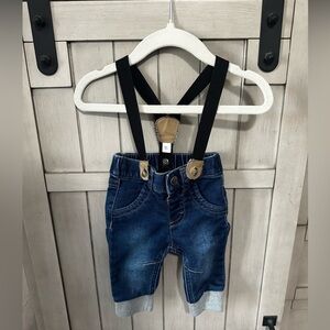Cat & Jack Blue Denim Kids Jeans with Black Suspenders